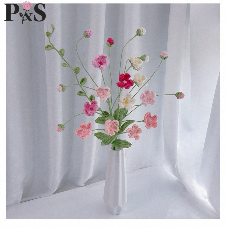 Home Decor Tulip - Flor de crochê artesanal androsace rosa