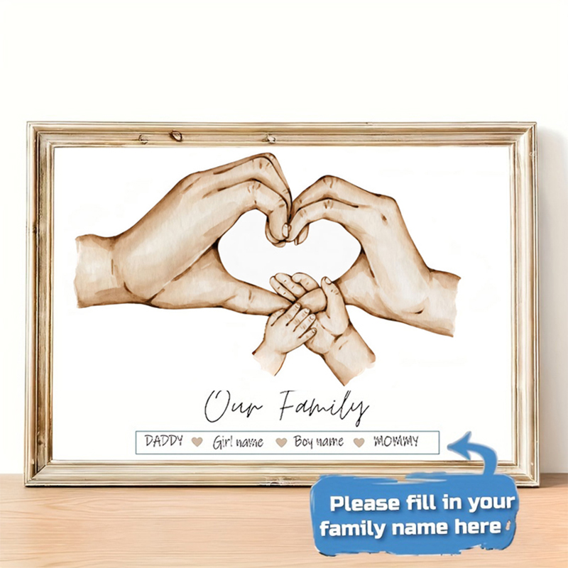 Home Decor Minimal - Personalizado família mão cartaz nome pintura