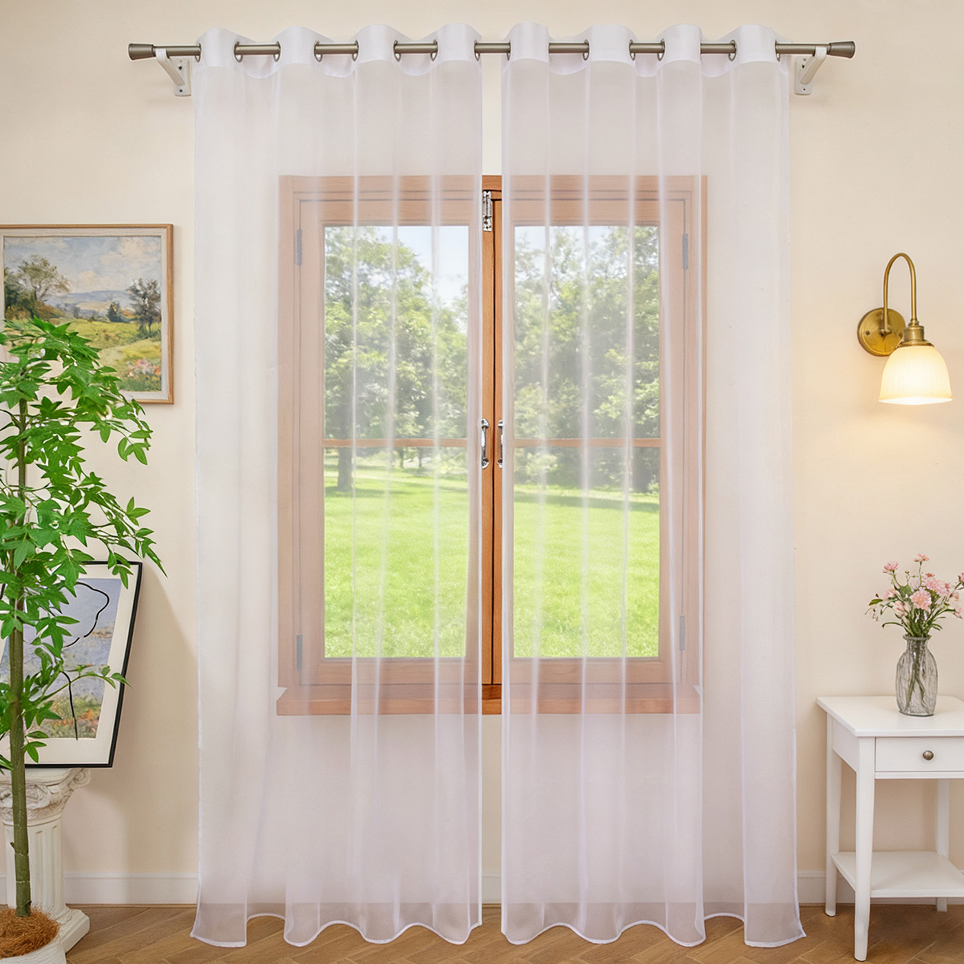 Home Decor Pt - 1 Peça Cortina Branca Transparente, Cortinas