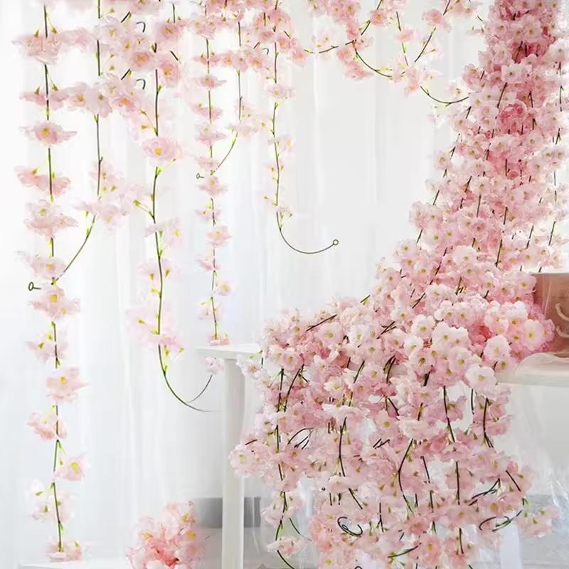 Home Decor Garland - Guirlanda de Flores Artificiais de Cerejeira