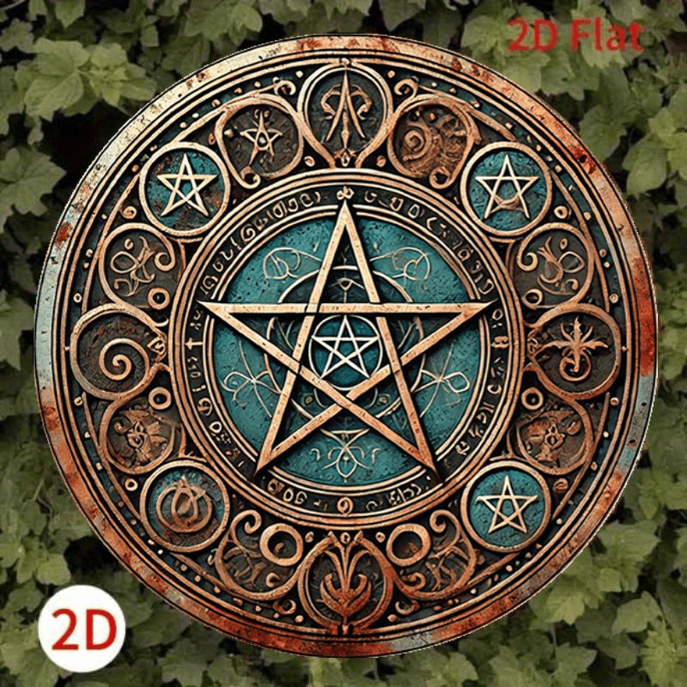 Home Decor Enthusiast - Sinal de metal pentagrama wiccan vintage