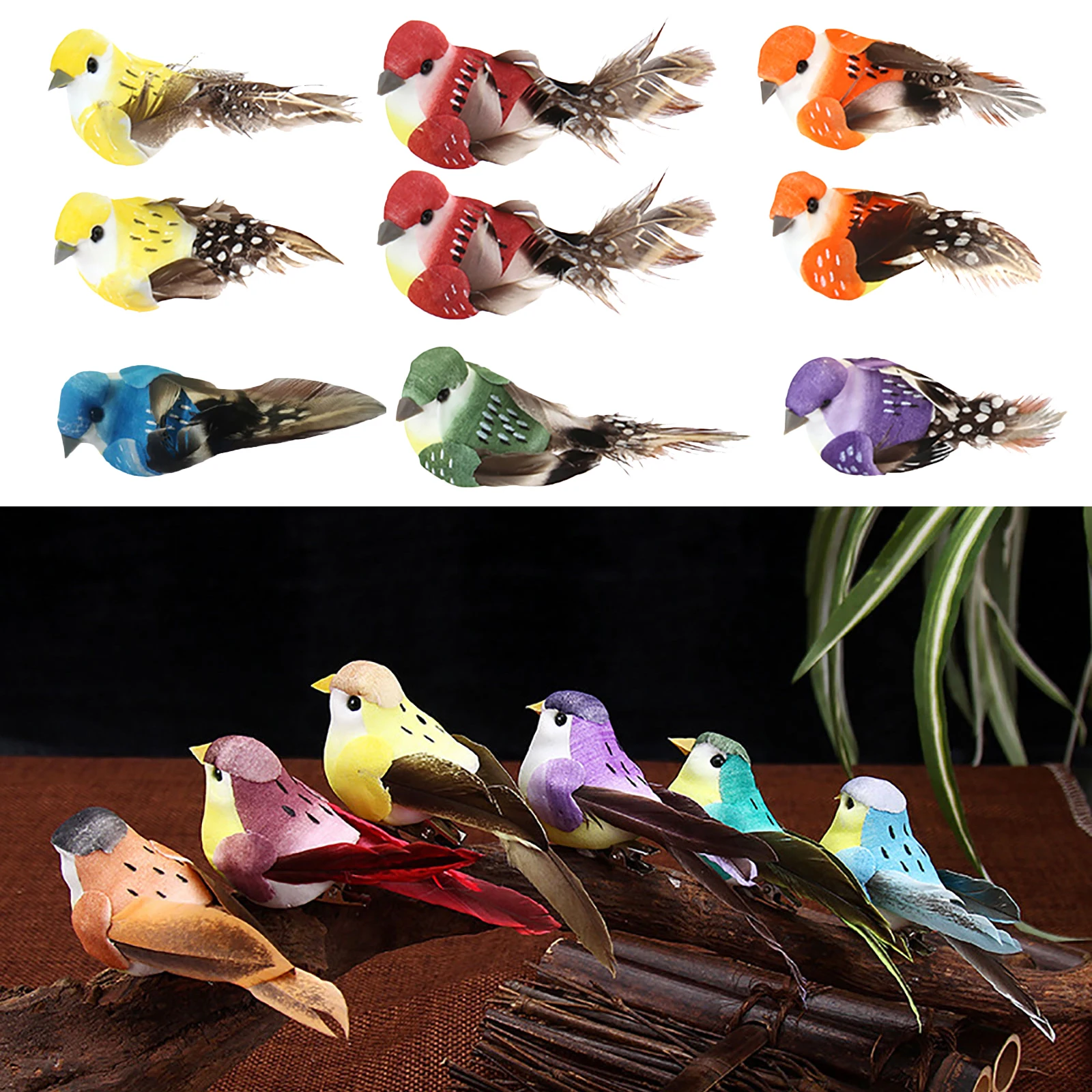 12 pçs conjunto pássaros artif - Home Decor On Sale avaliação e preço
