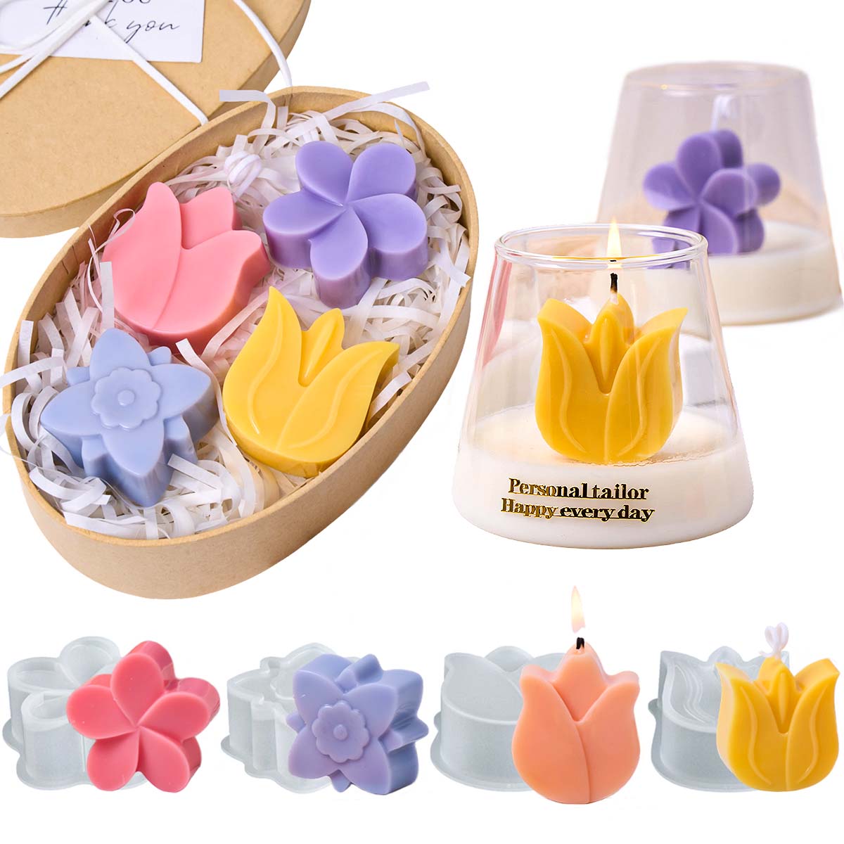 Forma de flor molde de vela de - Home Decor Tulip avaliação e preço