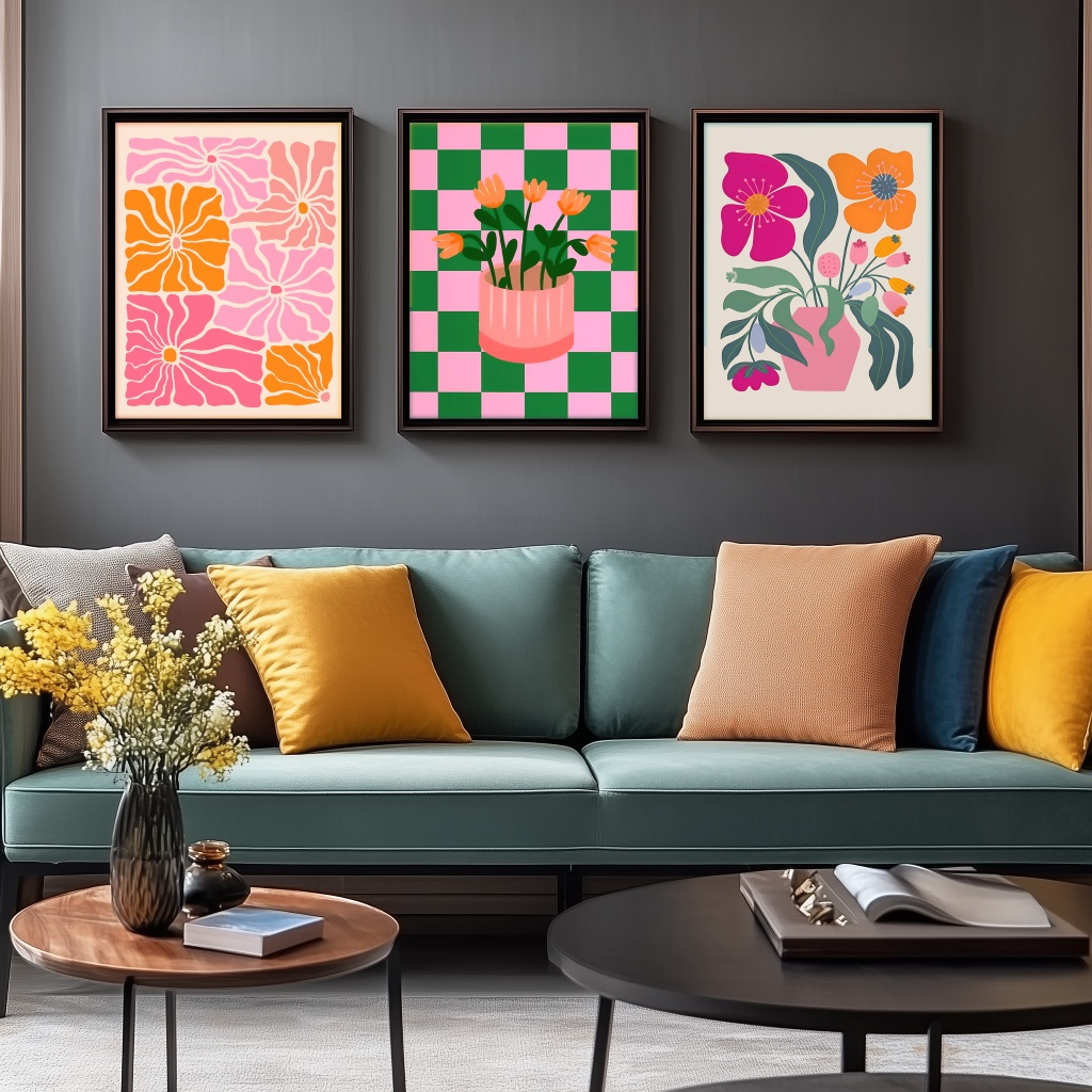 Flores e vasos vibrantes impre - Home Decor Minimal avaliação e preço