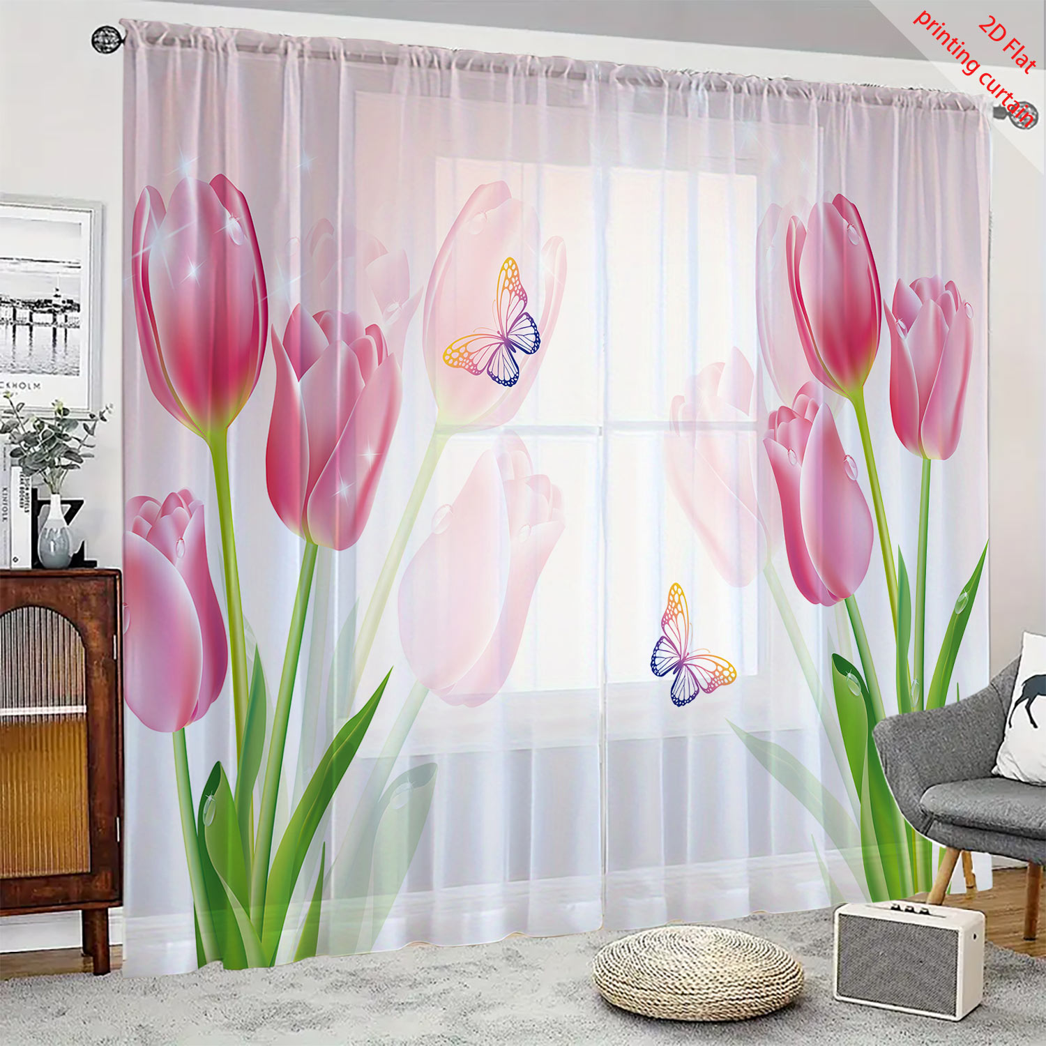Cortina de gaze transparente c - Home Decor Tulip avaliação e preço