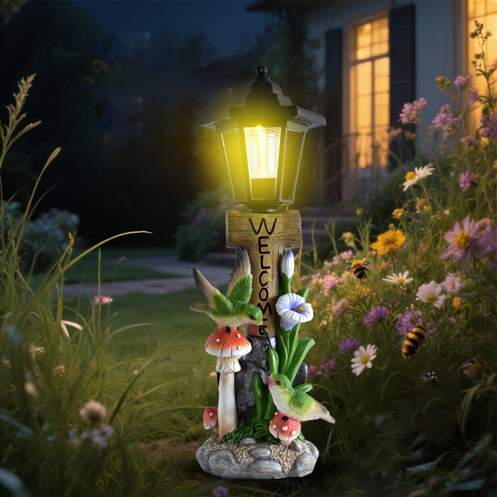 Estátua de luzes solares para  - Home Decor Garden avaliação e preço