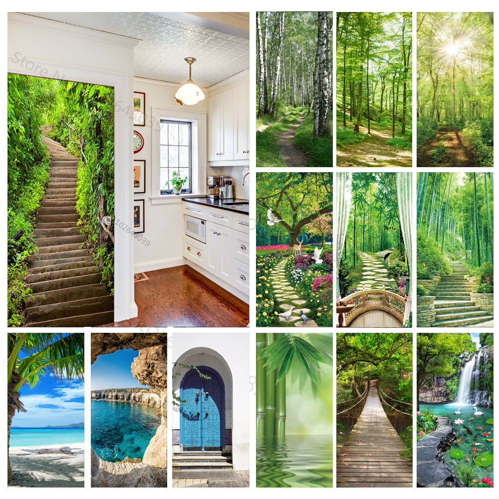 Passos floresta 3d porta adesi - Home Decor On Sale avaliação e preço