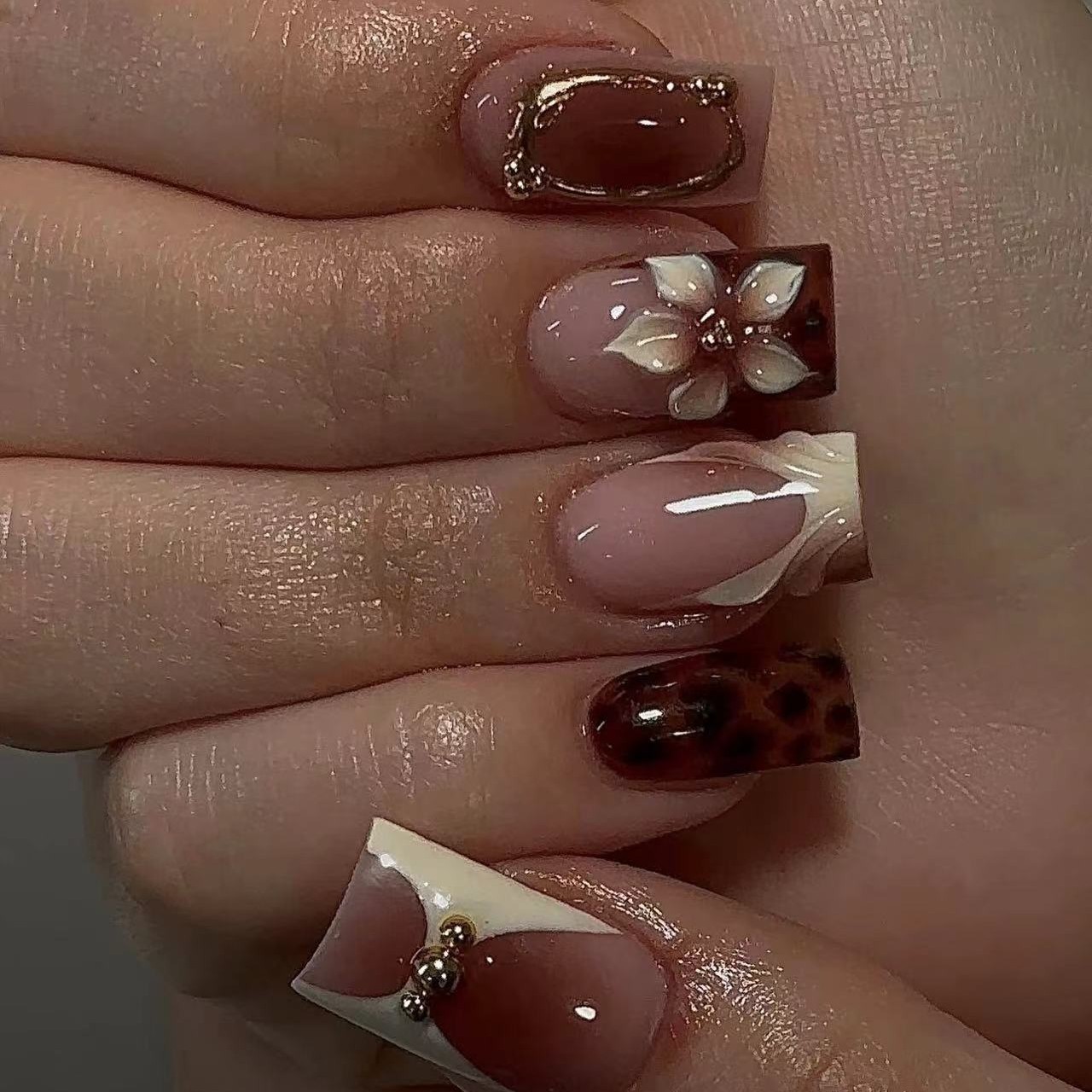 Unhas postiças curtas quadrada - Pressed Flower Frame avaliação e preço